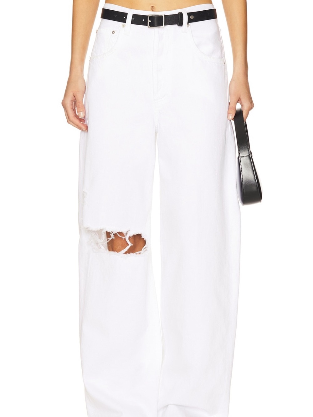 Citizens Of Humanity Ayla Baggy White Distressed Wide-Leg Jeans